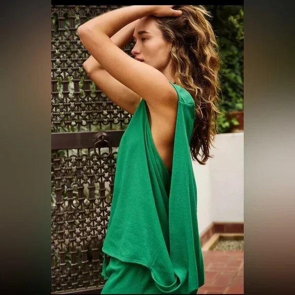 Free People Beach 2 Piece Set Tank Top & Shorts RED Cotton NWOT - Picture 2 of 7